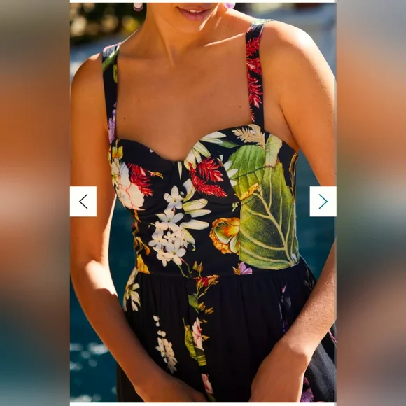 NWT Agua Bendita Dunna Moss FloralMaxi Dress Large